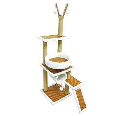 52 inches Amazon Modern Design Popular Luxury Cat Tree House Scratching Board With Hanging Balls